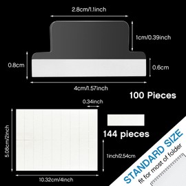 Insertable Self Adhesive Tabs with Printable Inserts, 1 Inch Clear Index Tabs Sticky Plastic Divider Tabs Clear Planner Tabs Stick on File Folder Tabs and Inserts for Book Page (100 Pieces)