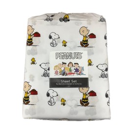 Berkshire Peanuts Sheet Set (White - Charlie Carrying Red Dog Bowl, Queen)