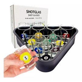 Grupo Carnavallia Billar Shots Bolas Juego 10 Caballitos Bandeja Fiesta Drinks