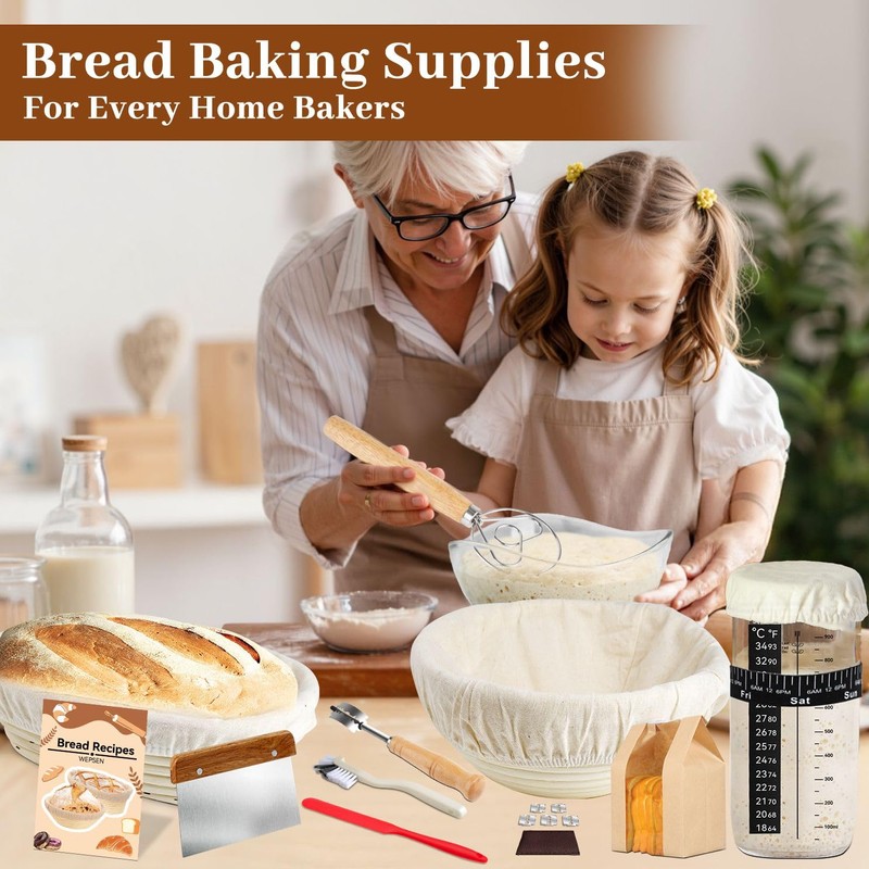 WEPSEN Sourdough Starter Kit 27 Pcs, Banneton Sourdough Bread Baking