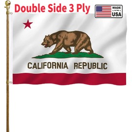 California Republic State Flag Double Sided 4x6 Outdoor Heavy Duty 3 Ply Cali Bear Flags with Durable Canvas Header and 2 Brass Grommets Vivid Colors CA Flags