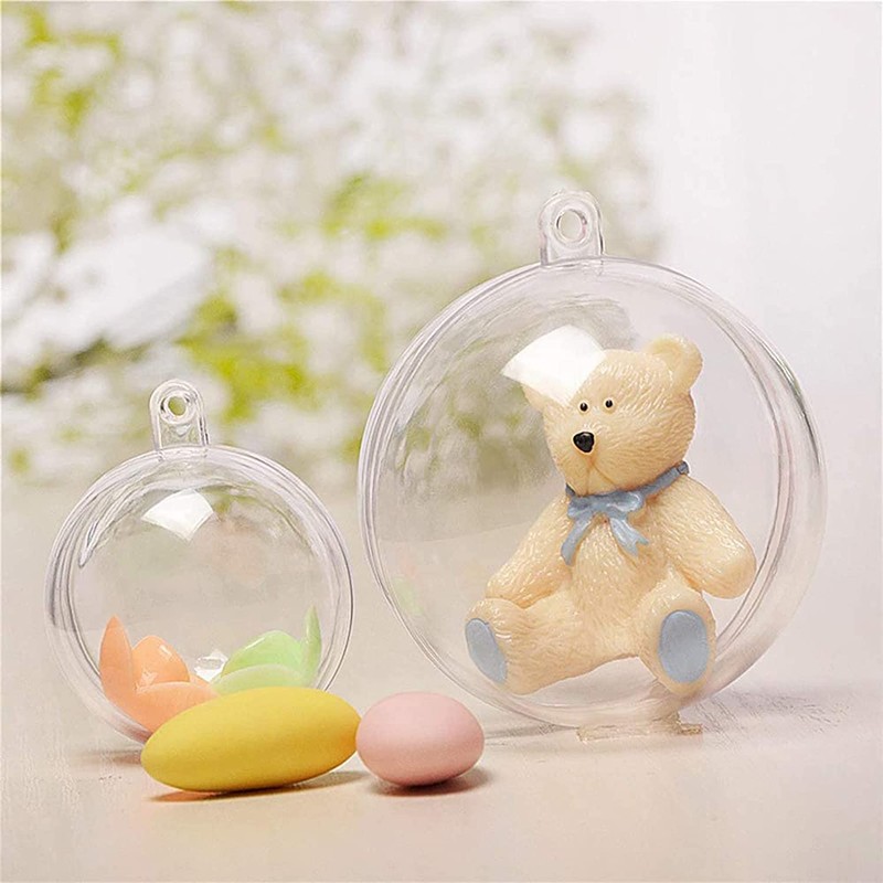 MIKAILE 6cm Christmas Transparent Hollow Ball Fillable Handmade DIY Ornament