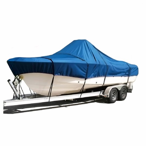 SavvyCraft Waterproof Center Console Boat Cover, Heavy Duty Boat Cover for Center Console Boat Fishing Boat, Fits Length 18'6" Beam up to 96" Blue Color