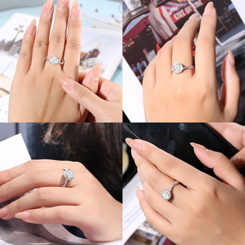 KRKCLIFE Moissanite Rings for Women, Diamond Engagement Ring, 1.0 CT,