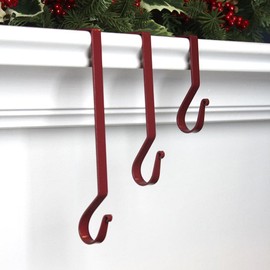 Primitive Home Decors Red Classic 8" Metal Mantle Stocking Hangers (Set of 6)