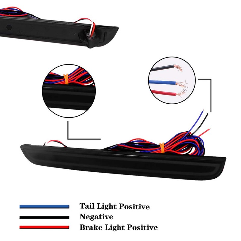 GTINTHEBOX Smoked Lens LED Rear Bumper Reflector Brake Tail Light