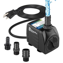 BeGreenPro 400GPH Submersible Water Pump, 25W Adjustable Ultra Quiet Fountain Pump with 4 Nozzles 6.8ft High Lift for Aquarium, Fish Tank, Pond, Waterfall, Outdoor, Hydroponics