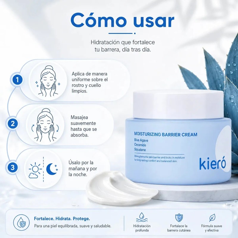 Crema Facial Hidratante Kiero Ceramidas Y Escualano Todo Tipo De