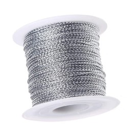 Silver String Metallic Cord 1mm Tinsel String Thread for Craft Jewelry Making Gift Wrapping Hanging Ornament 100 Meters (Silver)