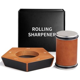Roling Knife Sharpener，15 and 20 Degree Magnetic Angle Hob Sharpener Set for Kitchen Knives,Hob Knife Sharpener Set for Straight Edge, Durable Kitchen Knife Sharpener Tool, Chef's Knife，Black Sharpening Blade - Color: Five perspectives