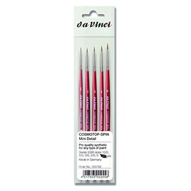 da Vinci Brushes 5507A2 5580 Spin Miniature Detail (Sizes 10/0, 5/0, 3/0, 2/0, 0) Artist Brush Set, Red, 5 Count (Pack of 1)