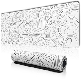 Alfombrilla de mouse grande para juegos, color blanco, para computadora, con bordes cosidos, almohadilla de computadora impermeable, base de goma antideslizante, almohadilla de teclado de 31.5 x 11.8