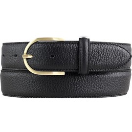 BELTINGER Ladies Italian Belt 35mm Wide Ladies Chino Belt Trouser Belt Textured Leather Buckle Gold, Black, Gold