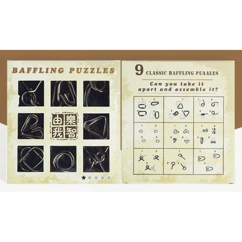 Brain Training & Intelligence Teaser Set of 9 Metal Puzzles