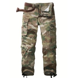 AKARMY Men's Casual Cargo Pants Military Army Camo Pants Combat Work Pants with 8 Pockets 30L 08 CP 42