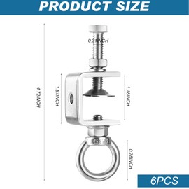 20PCS C-Clamps, Stainless Steel Beam Clamp with M8 Stainless Steel Screw Ring, I-Beam Design Cable Hangers Universal Desk Clamp Conduit Hanger for Metal Mounting Household