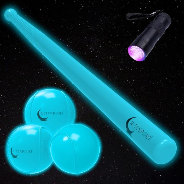 NiteSport Glow In The Dark Baseball Set w/ 3 Aquamarine