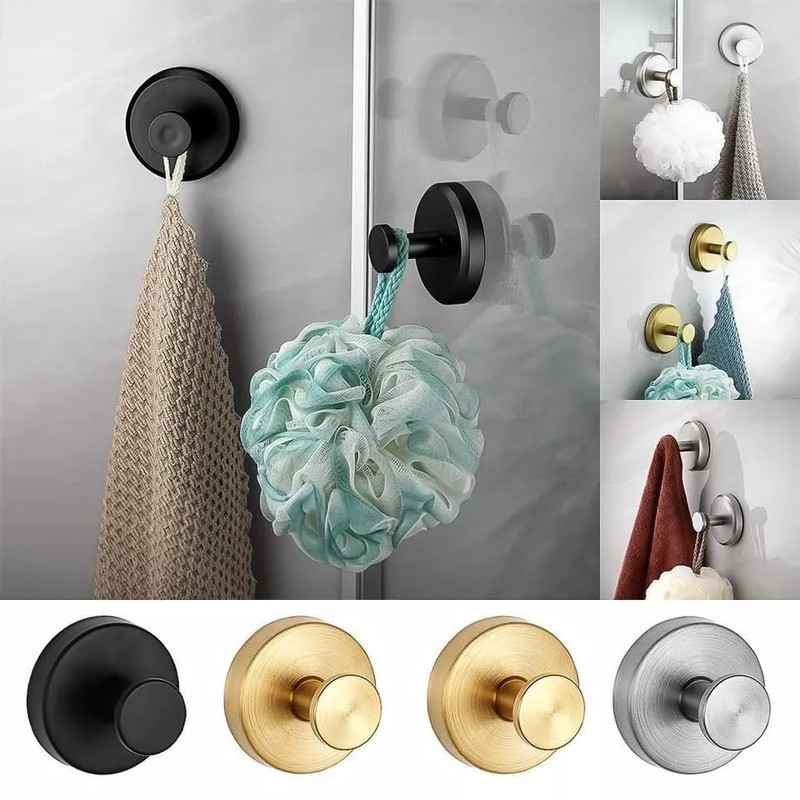 Nocessary Suction Cup Hooks for Shower, Upgrade No-Drill Stainless Steel