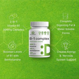 Vitamina B1 Complex Con Benfotiamina240 Cápsulas Hecho Usa Sabor S/n