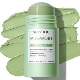 SKINTIFIC Mascarilla Facial en Barra de Mugwort para Limpieza Profunda, Stick de Arcilla Purificante con Mugwort para Puntos Negros, Skin Care Coreano para Control de Grasa y Piel Sensible, 40g