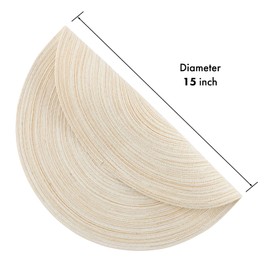 Winknowl Round Braided Placemats Set of 8 Washable Woven Heat Resistant Table Mats for Kitchen Dining Tables 15 inch Round Place Mats (Ivory,8)