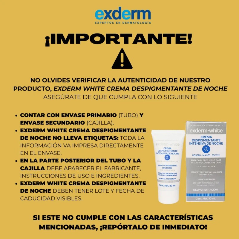Exderm White Crema Despigmentante Intensiva De Noche 30 Ml