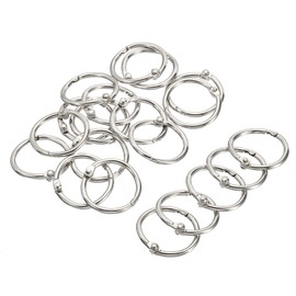PATIKIL 24mm Diameter Binder Rings - 20pcs Detachable Metal Book Loose Leaf Rings for Home Office Index Cues Revision Cards Silver Tone