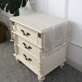 YUZHANGHE Bedside Table Tassel Cover Cloth Suitable for Bedside Table TV Microwave Washing Machine Home Decoration Fabric Tablecloth Bedside Table Cover -Blue, 15.7IN x 27.5IN