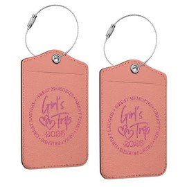 2 Pcs Girls Trip Luggage Tag, Glitter 2025 Name ID Labels with Privacy Cover and Metal Loop, Suitcase Tags Travel Tags for Luggage, Luggage Identifiers for Suitcases, Cinnamon Travel Accessories