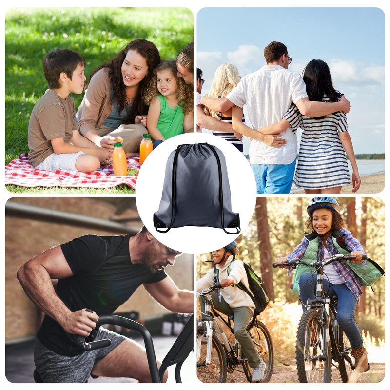 KUUQA 2 Pcs Gray Drawstring Backpacks, 40cm*34cm/15.7"*13.4", Gym, Travel, Outdoor