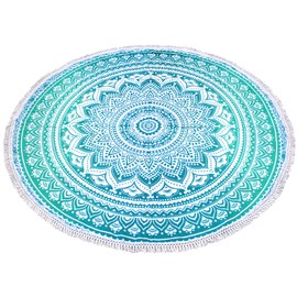 Round Beach Tapestry Mandala Boho Hippie Blanket Indian Cotton Bohemian Large Table Cloth Home Decor Yoga Mat Meditation Picnic Rug Hawaii Sunproof Throw Hippy Boho Gypsy Tablecloth Shawl Roundie (42