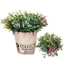 NoriStyle Babys Breath Artificial Flowers for Spring Indoor Outdoors Decoration, 6 Pcs Plastic Artificial Plants and Flowers with Bag Vase for Table Balcony Window Box Wedding Decor (Mixed Color)