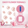 GlamRays Press-on Toenails Nude White False Toenails with Daisy Designs