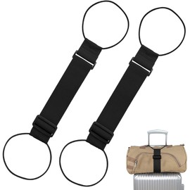 2 Pcs Elastic Fastening Belt for Luggage, Adjustable Luggage Straps for Suitcases Attach Bags, Portable Travel Suitcase Accessory (2 Black)2 Pcs Elastic Fastening Belt for Luggage, Adjustable Luggage