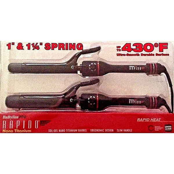 BaByliss PRO  1" And 1 1/4" Nano Titanium Spring Curling Irons Set  430F
