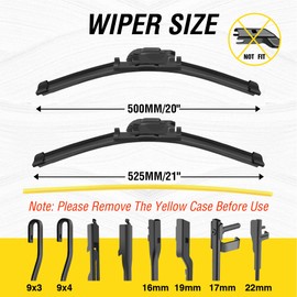 5 PLUS® 21"+20" Windshield Wipers Replacement For 2006 2005 2004 2003 2002 HONDA CR-V Wiper Blades-Original Factory Quality (Pack of 2)
