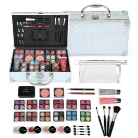 Anpro All-In-One Makeup Kit for Girls 10-12 with Case, Pro Teen Makeup Set, Tween Makeup Kit for Teens Women, Full Make Up Starter Kit with Brushes, Lipstick, Eye Shadow, Palette, Blush, Glitter Gel