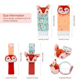 Accevo Baby Wrist Rattle Socks, Infant Rattle Socks and Baby Hand Rattles Wrist, Newborn Hand & Foot Toys for 0-3 6-12 Months, Baby Shower Gifts Set with Wrist Rattle Socks