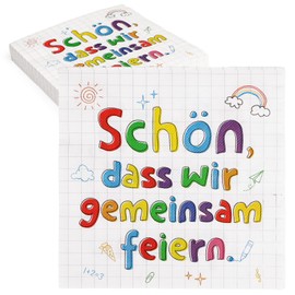 MEJOSER 40 Stück Servietten Einschulung Deko Mädchen Junge 33x33cm Schulanfang Tischdeko für Schulkind Schuleinführung Kindergeburtstag Schule Kindergarten Kita Abschied
