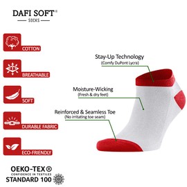 Dafi soft 6 Pairs Trainer Ankle Socks Women, Cotton, Made in Turkey (UK 3-5, 6x White Colour Mix)