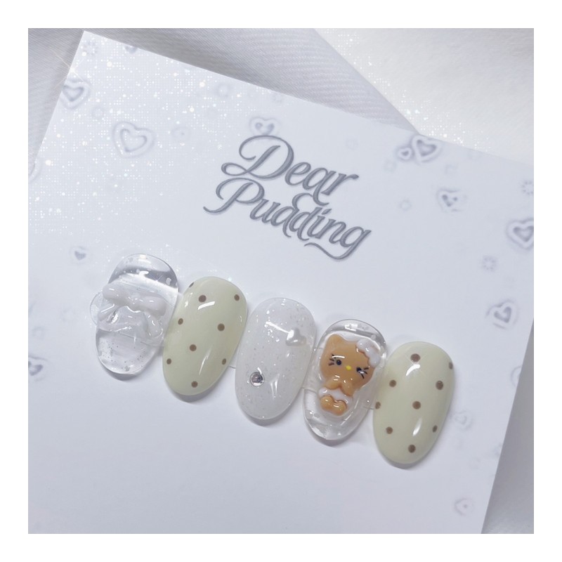 [Handmade Nail Tips] Nail tips for tanning polka dots -
