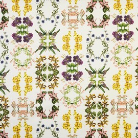 Kt KILOtela - Digital Printed Canvas Fabric Half Panama Cotton Decoration Upholstery Cushion Curtains Bedspreads Width 280cm Length Selectable 50 by 50cm Floral Muscari Yellow