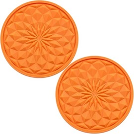 MEAJOO 2 Pack Silicone Car Cup Holder Coaster – 2.75 Inch Non-Slip Drink Mat, Universal Fit for Most Vehicles – Cute & Functional Auto Accessories (Orange)