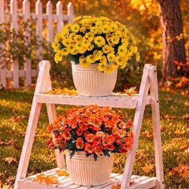 Daisy Artificial Flowers for Outdoors,Yellow Artificial Mums (6, yellow)