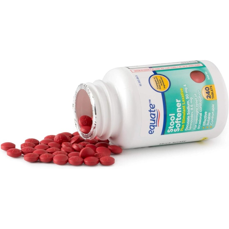 Equate Stool Softener Plus Stimulant Laxative Tablets -Constipation, 240 Tablets