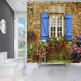 FAIRYGATE Curtains Bathroom Shower Curtain for Bathtub Made of Fabric Waterproof with Washable Textile in Size 180 cm x 180 cm Polyester Washable Polyester Fabric Bath Curtains B8525