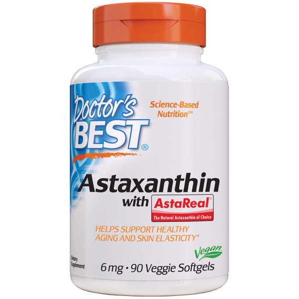 Doctor's Best Astaxanthin, Powerful Antioxidant, Skin, Eye Health, Non-GMO, Gluten Free, Vegan, Soy Free, 6 mg, 90VSG (DRB-00367)