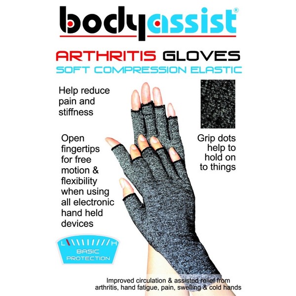 BodyAssist  Soft Compression Arthritis Gloves (Grey Medium)