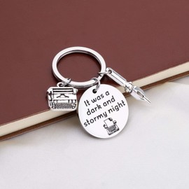 Writer Gifts Writing Keyring Journalist Gift Literature Lover Gift for Writer Reader Author, Stainless Steel