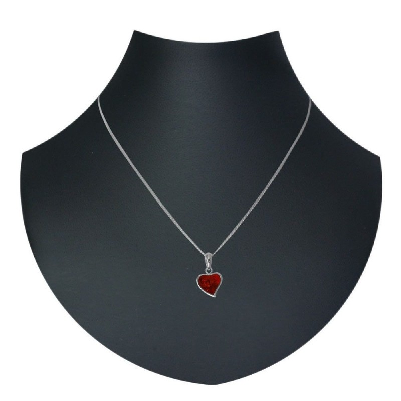 InCollections Women's Necklace Heart 925 Sterling Silver with 1 Amber